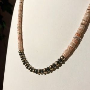 Shell heishi and sterling silver necklace